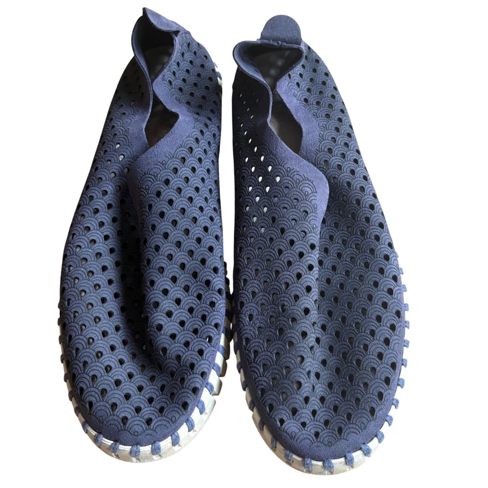 $104 ILSE JACOBSEN Hornbaek Navy Tulip Perforated Comfort Sneakers SZ EU38/US7.5
